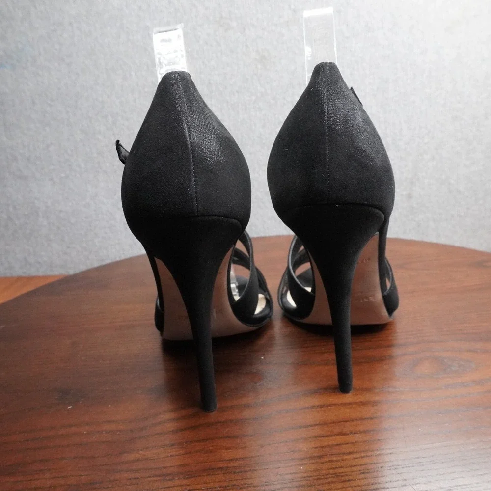 Kate Spade T Strap Sandals Women's 9.5B Black Suede Strappy Stiletto Heels Shoes